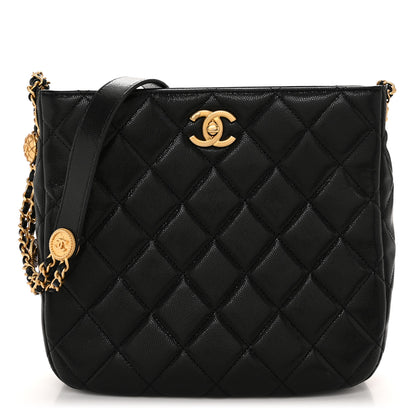 Chanel Shiny Caviar Quilted Twist Your Buttons Hobo Black 1 of 11