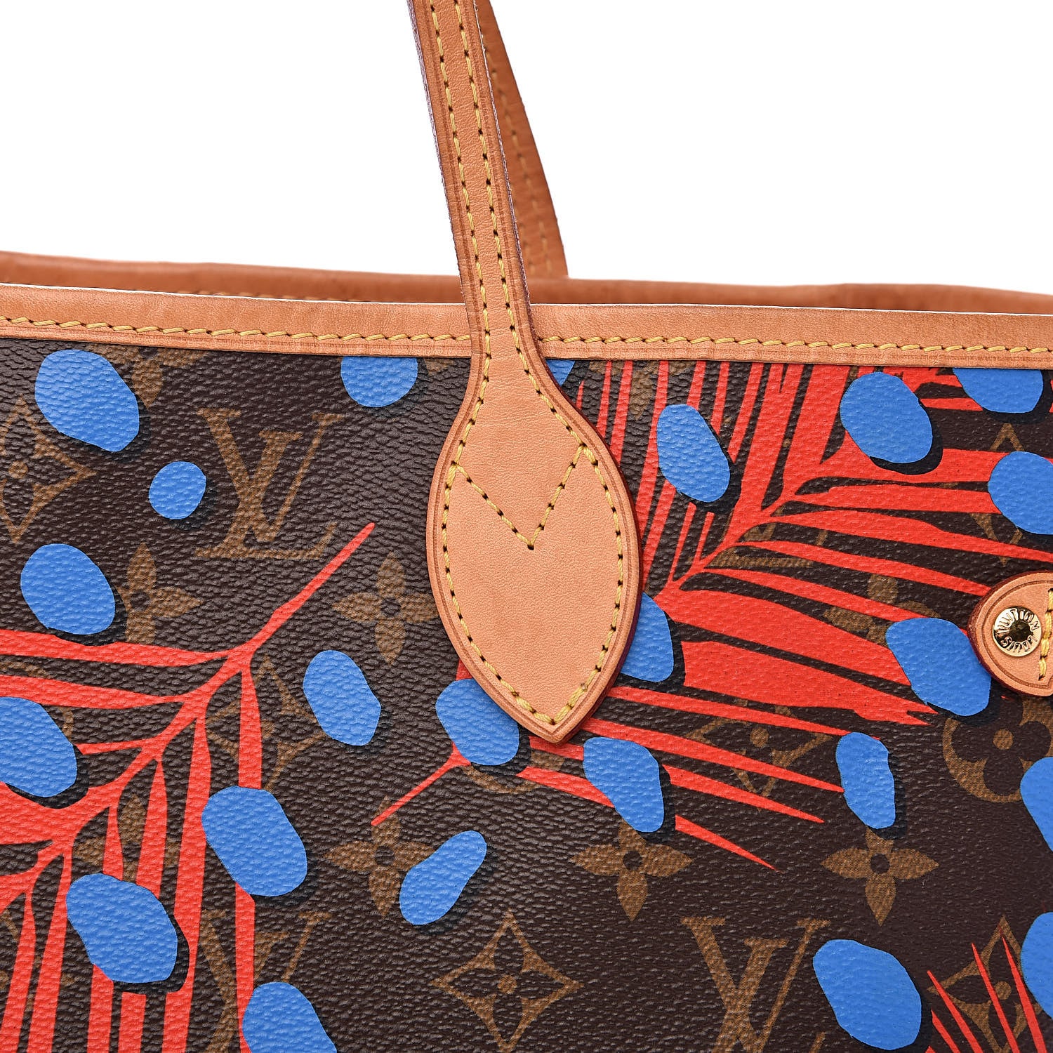 Louis Vuitton Monogram Jungle Dots Neo Neverfull MM Coquelicot Denim 14 of 16