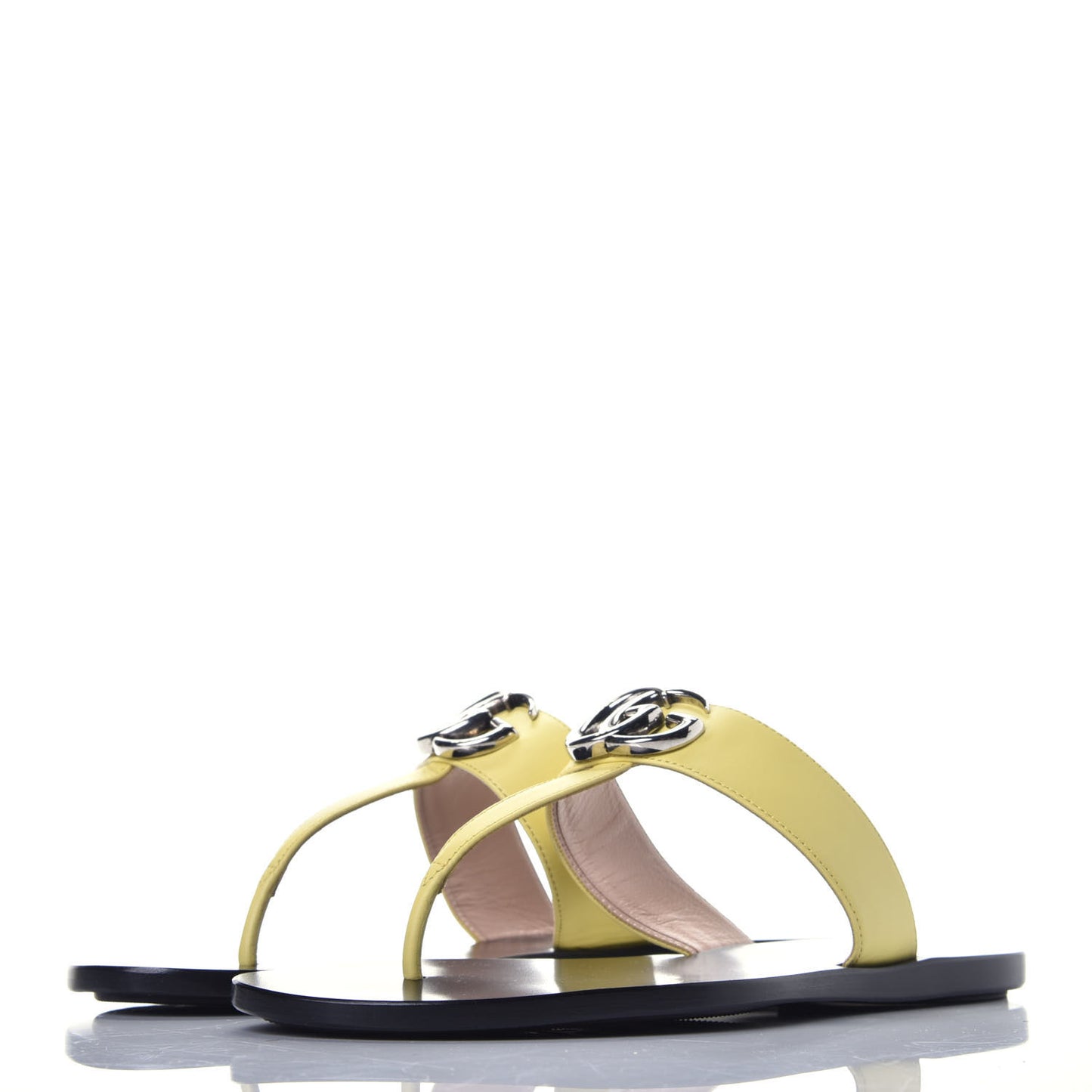 Calfskin GG Marmont Thong Sandals 36 Banana