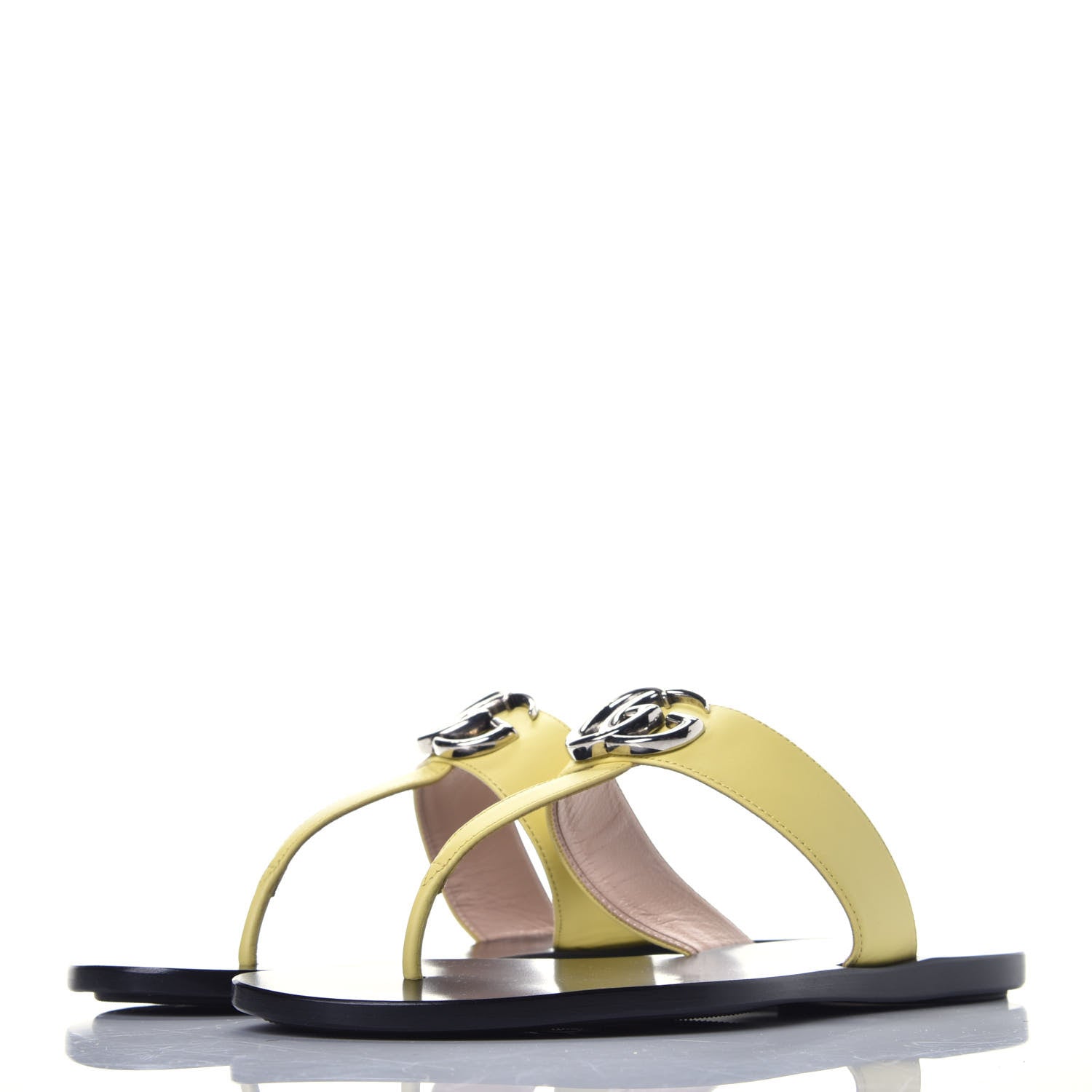 Gucci Calfskin GG Marmont Thong Sandals 36 Banana 3 of 8