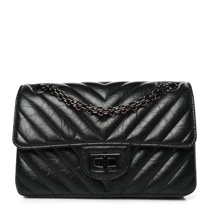 Chanel Aged Calfskin Chevron Quilted 2.55 Reissue Mini Flap So Black 1 of 11