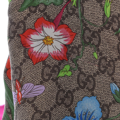 Gucci Silk Twill GG Monogram Flora Fluo GG Square Scarf Beige Pink 5 of 5