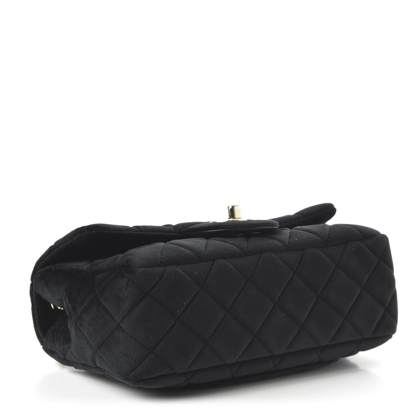 Velvet Quilted Mini Rectangular Pearl Crush Flap Black