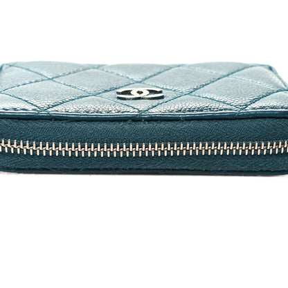 Chanel Caviar Quilted Zip Coin Purse Wallet Dark Turquoise 9 of 9