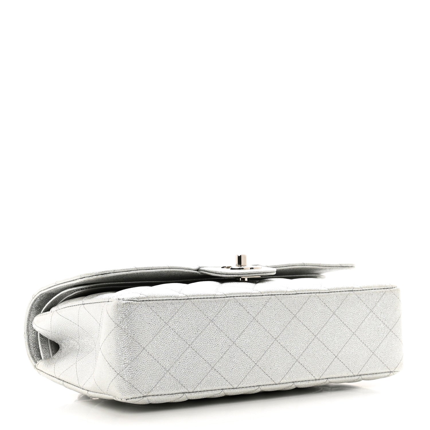 Chanel Glittered Metallic Caviar Quilted Medium Double Flap Silver 4 of 11