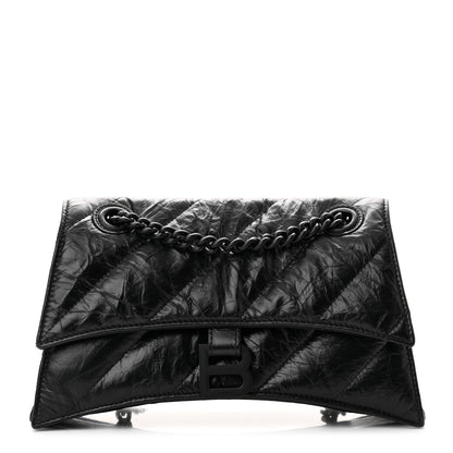 Balenciaga Crushed Calfskin Quilted Matte Black Hardware Small Crush Chain Bag Black 1 of 9