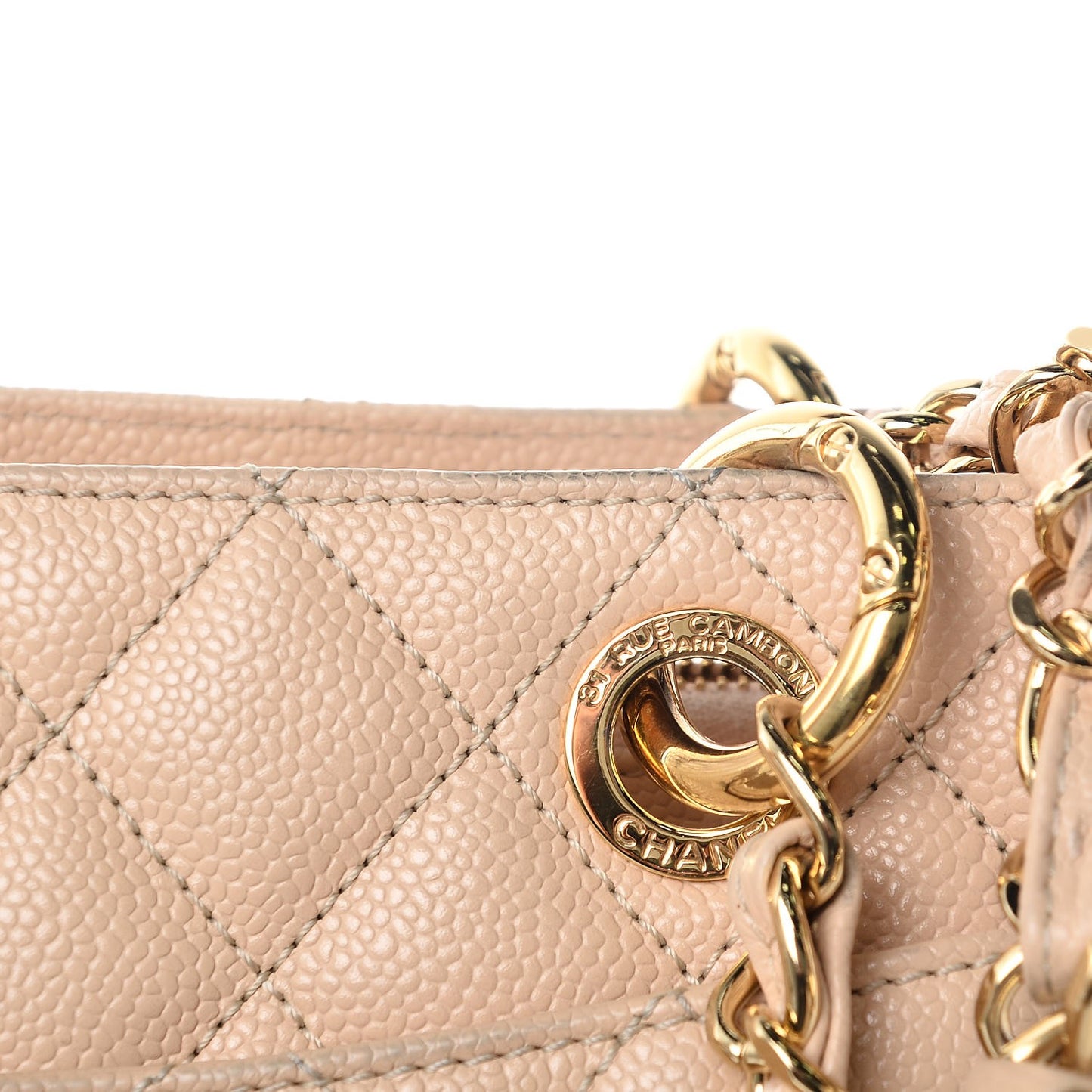 Caviar Quilted Grand Shopping Tote GST Beige Clair