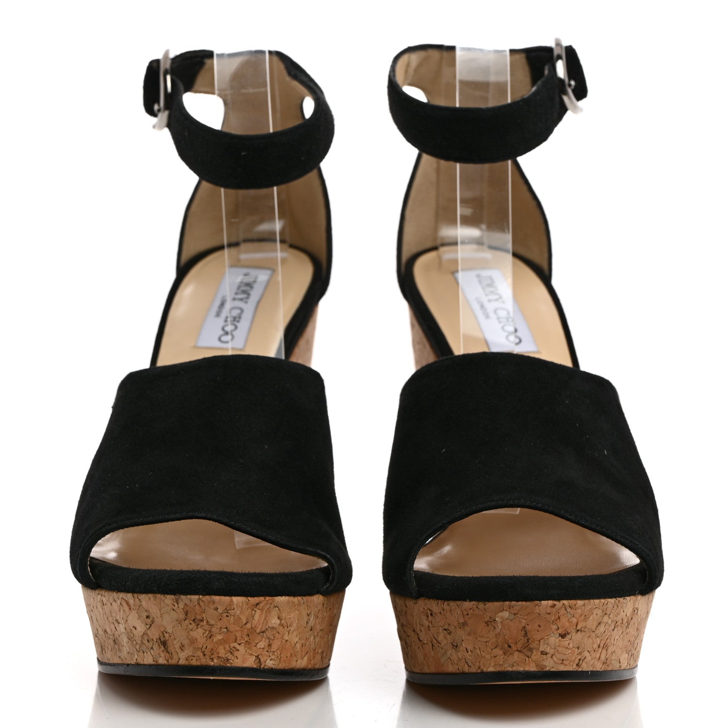Jimmy Choo Suede Cork Neyo 120 Wedge Sandals 41 Black 2 of 7