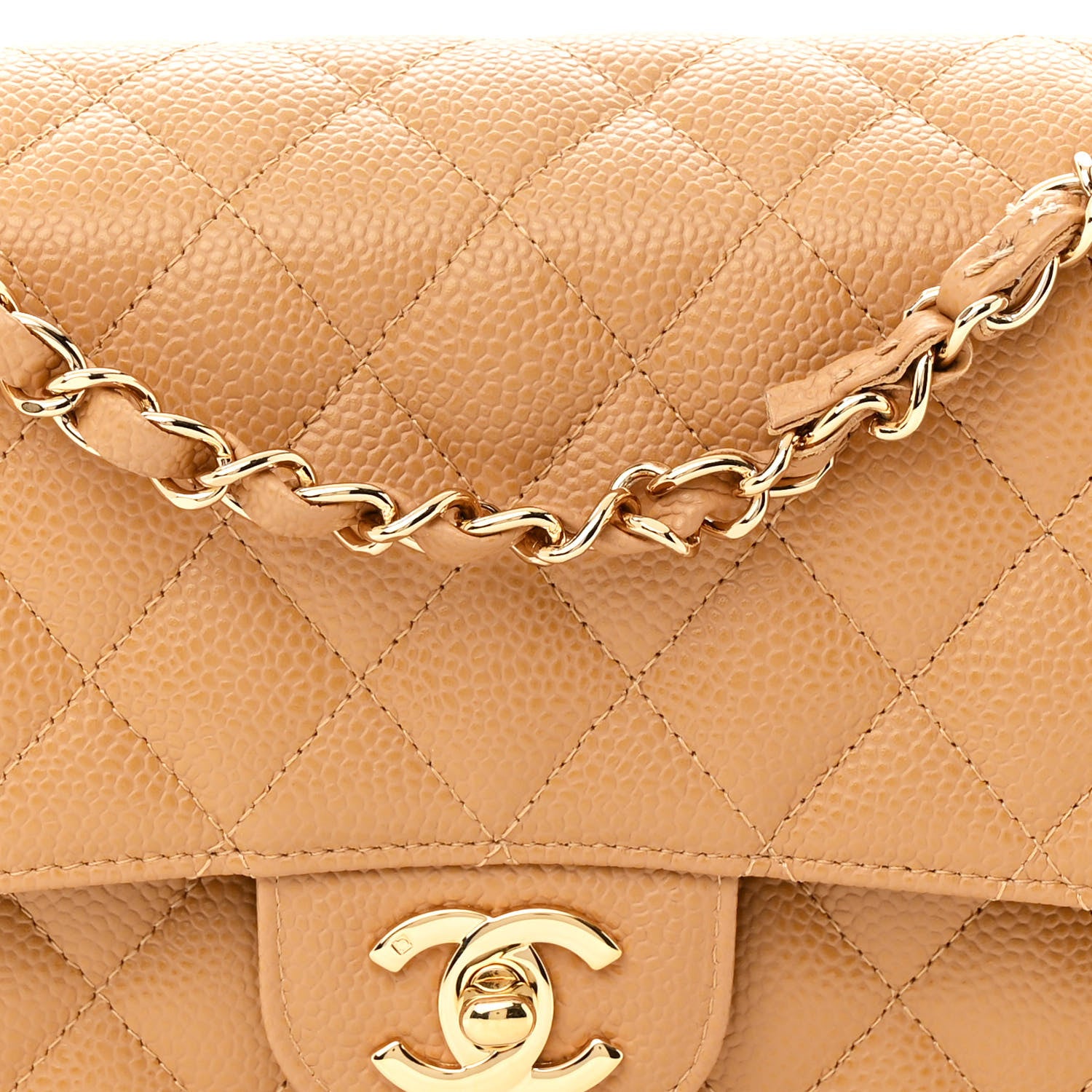 Chanel Caviar Quilted Medium Double Flap Beige 8 of 14