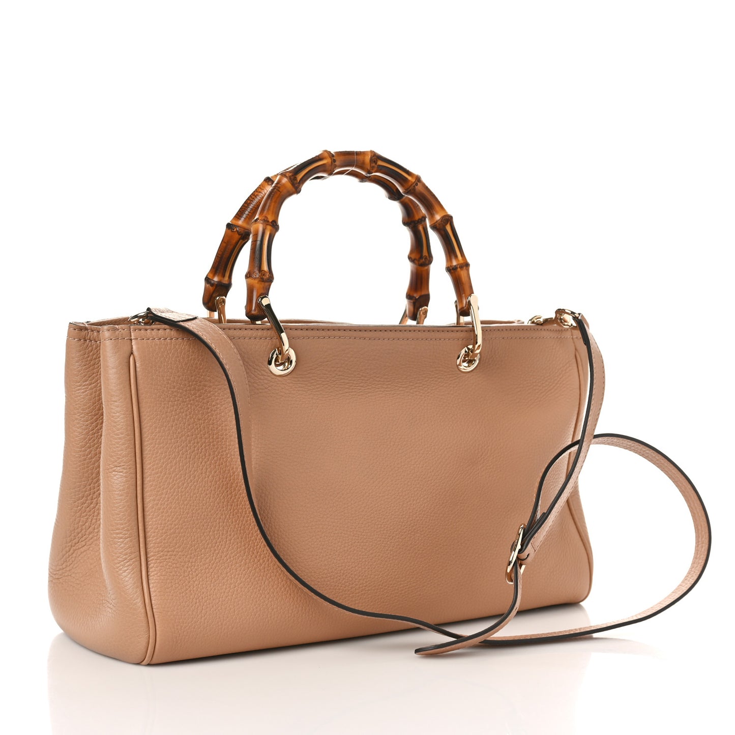 Pebbled Calfskin Medium Bamboo Shopper Tote Camelia