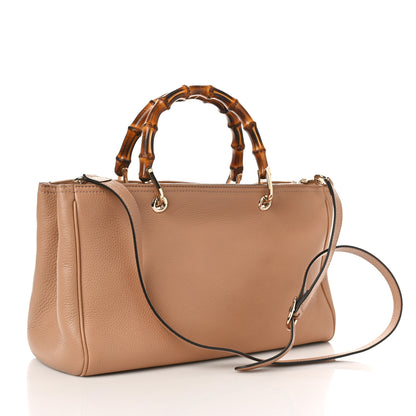 Gucci Pebbled Calfskin Medium Bamboo Shopper Tote Camelia 3 of 9