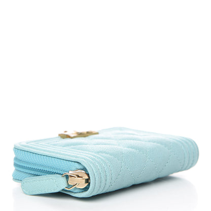 Chanel Caviar Quilted Boy Zip Around Card Holder Light Blue 4 of 11