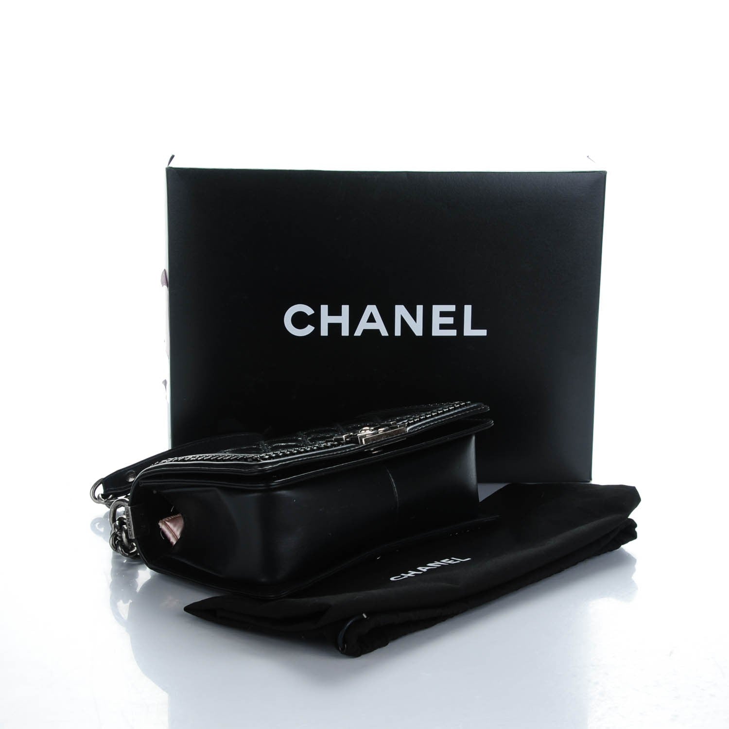 Chanel Calfskin Quilted Medium Boy Top Handle Flap Black 4 of 7