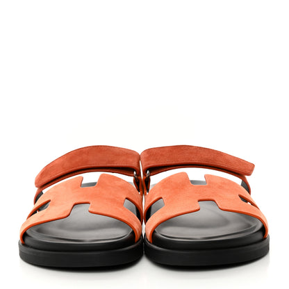 Hermes Suede Goatskin Womens Chypre Sandals 39 Rose Bois De Santal Rouge De Turin 2 of 9