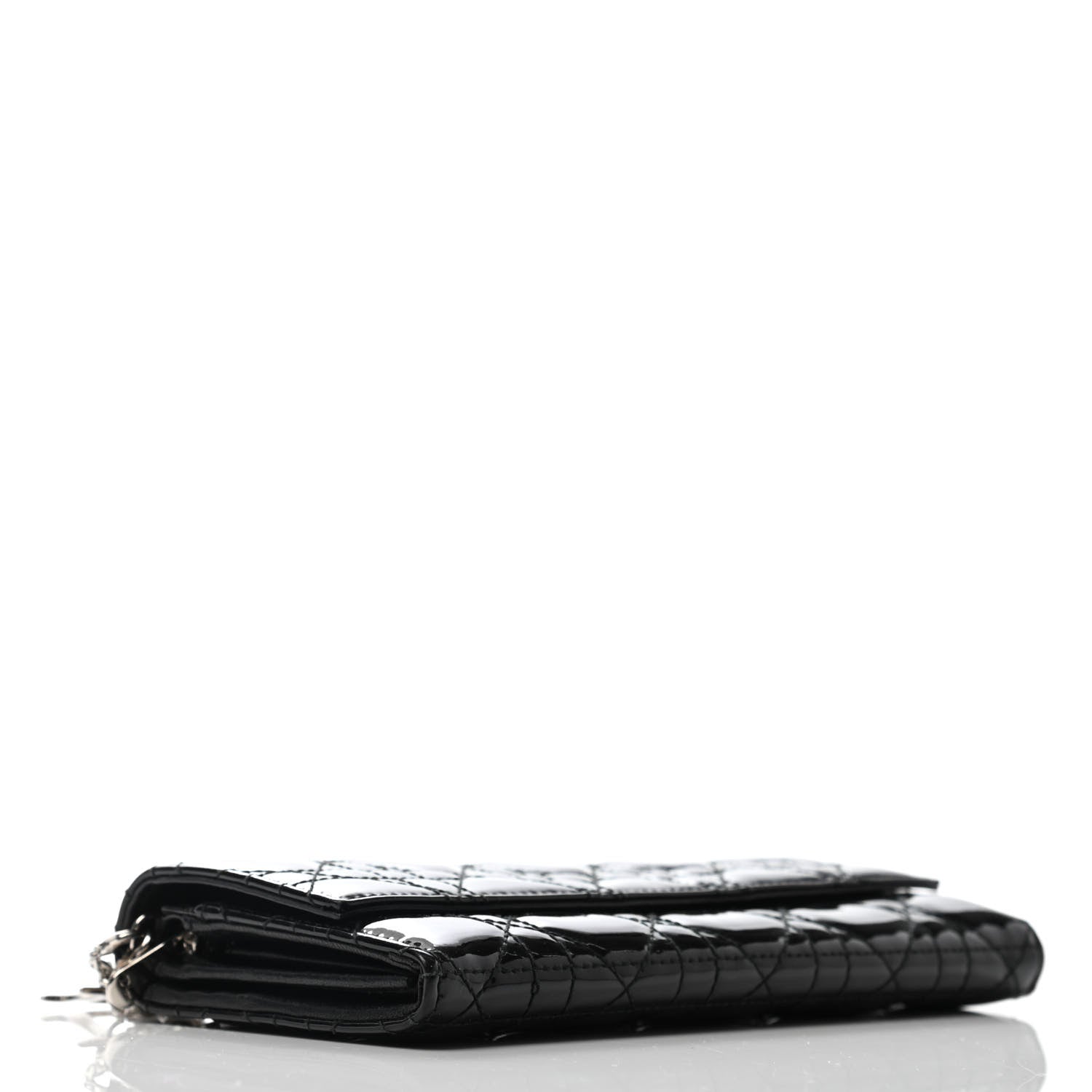 Christian Dior Patent Cannage Rendez-vous Chain Wallet Black 3 of 4