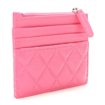 Chanel Caviar Quilted CC Zip Card Holder Pink 4 of 9