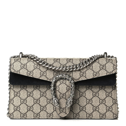 Gucci GG Supreme Monogram Suede Crystal Small Dionysus Shoulder Bag Beige Ebony Black 1 of 4