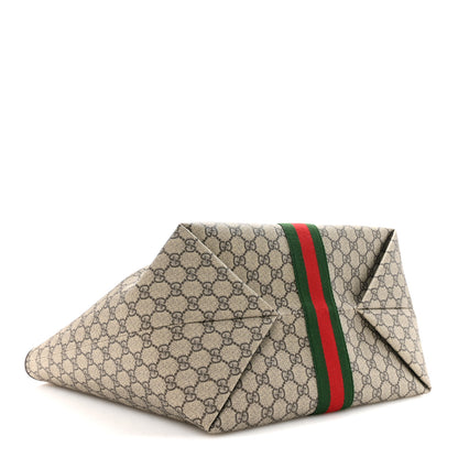 Gucci GG Supreme Monogram Calfskin Web Large Ophidia Tote Beige Dark Brown 4 of 10