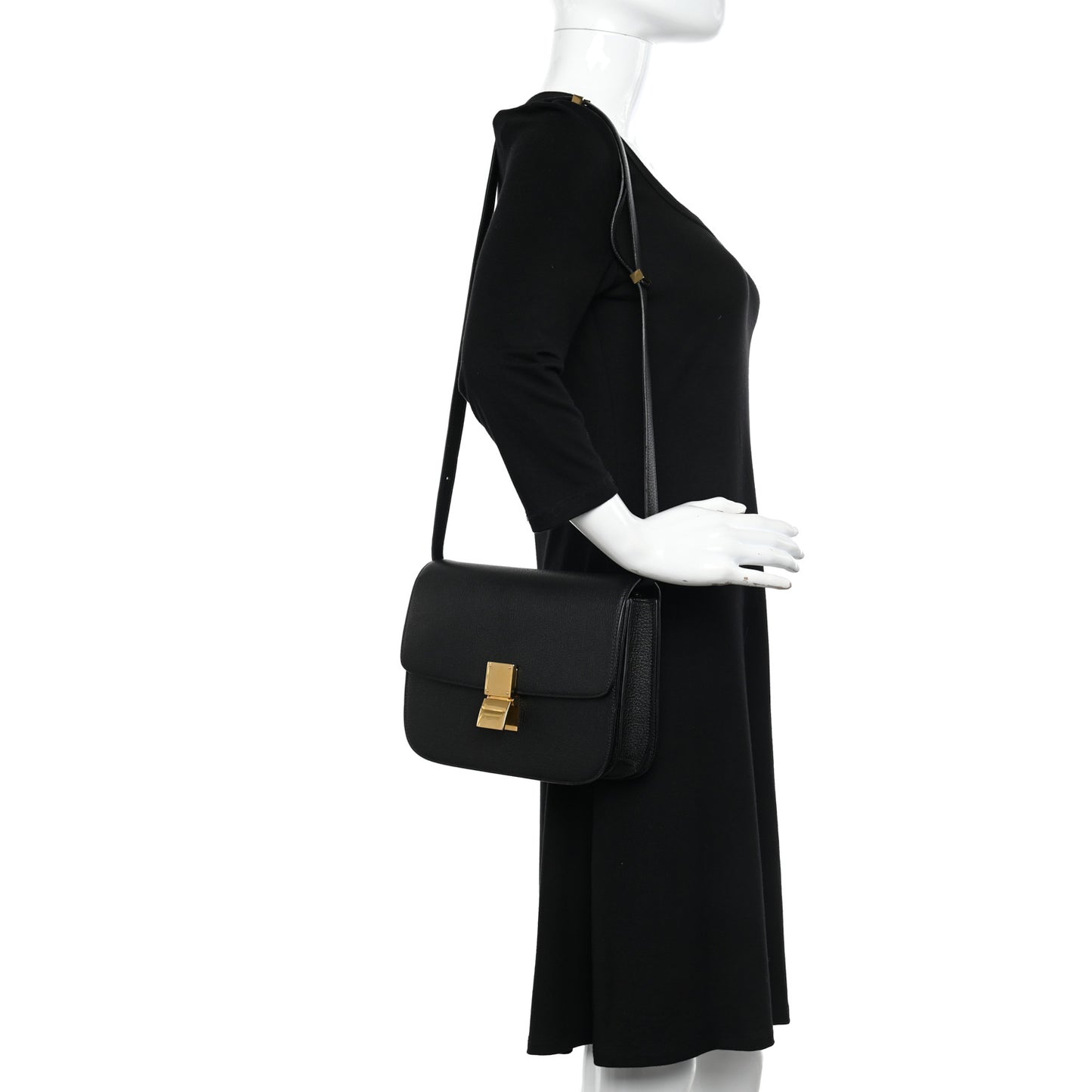 Goatskin Medium Classic Box Flap Bag Black