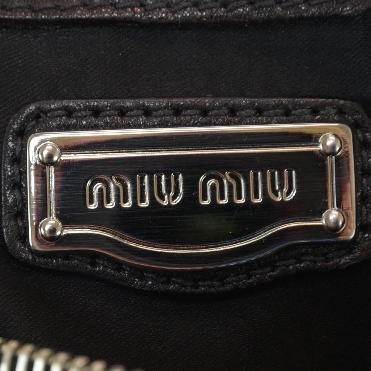 Miu Miu Leather Plisse Hobo Black 6 of 8