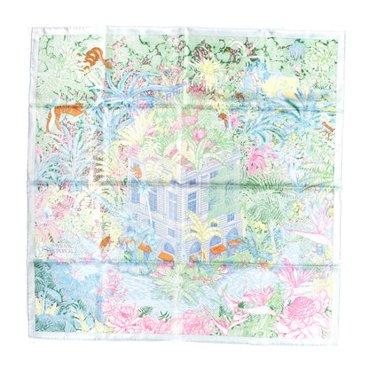 Hermes Silk Twill Faubourg Tropical Scarf 90 Bleu Vert Jaune 1 of 4