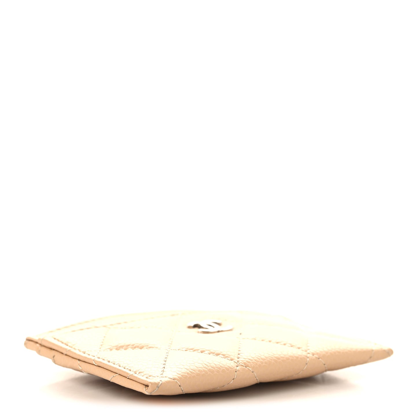 Caviar Quilted Card Holder Beige