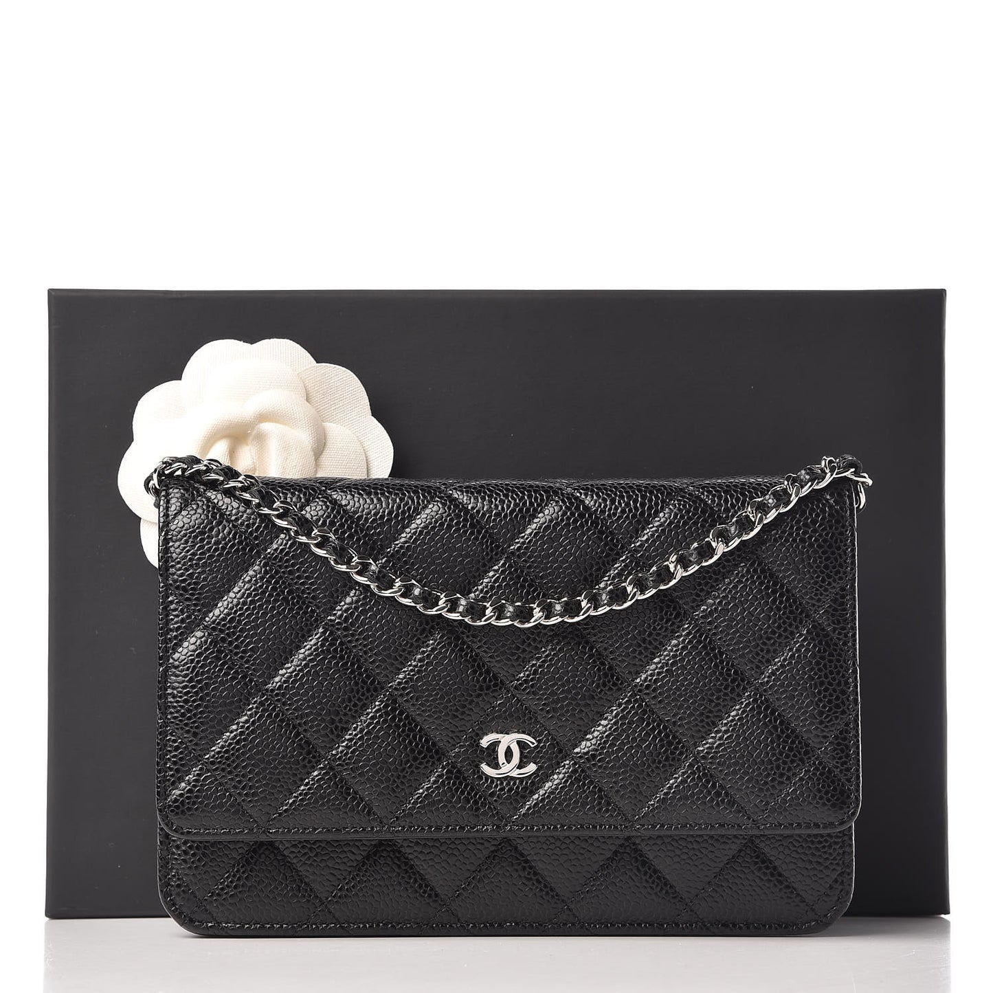 Caviar Quilted Wallet On Chain WOC Black