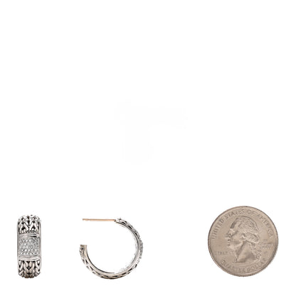 John Hardy Sterling Silver Diamond Classic Chain Hoop Earrings 2 of 4