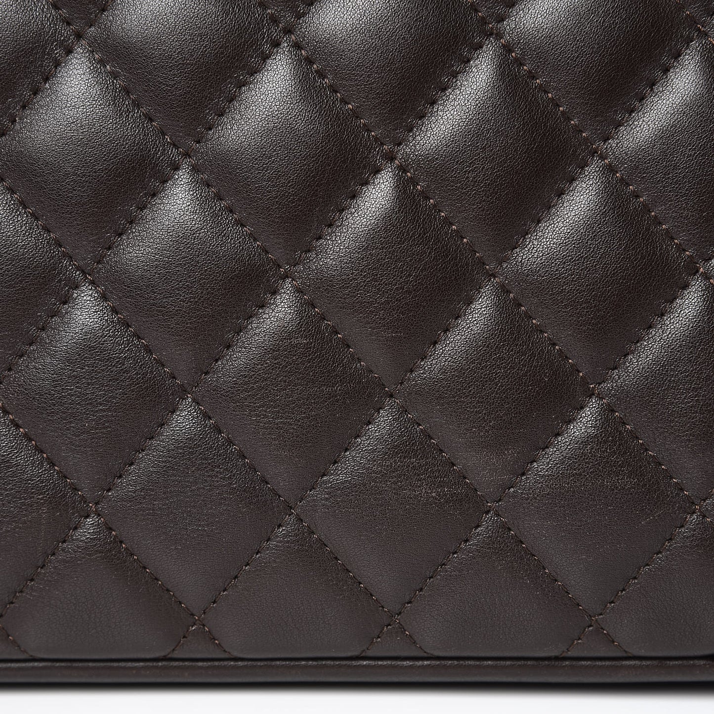 Calfskin Quilted Large Cambon Tote Brown