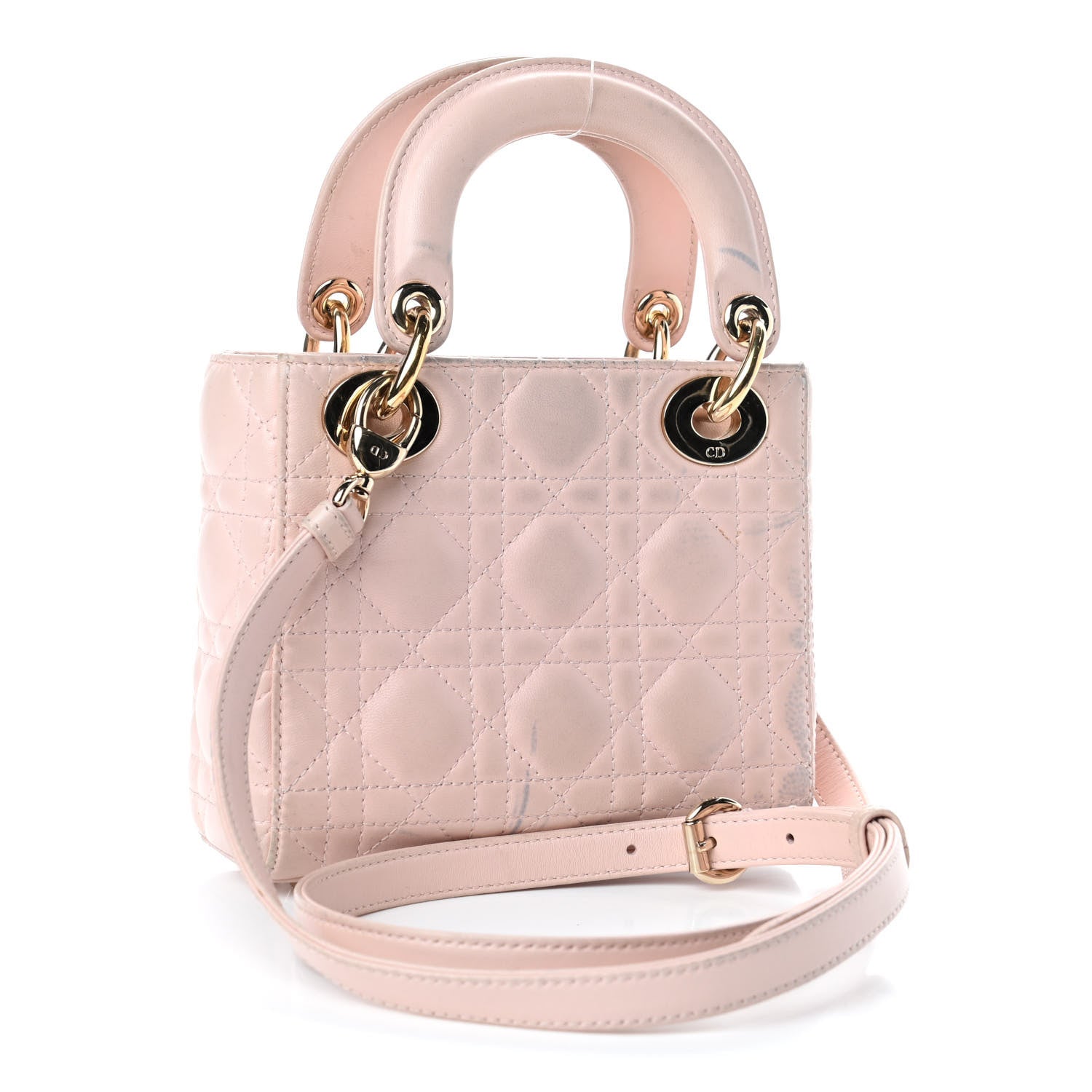 Christian Dior Lambskin Cannage Mini Lady Dior Rose Poudre 2 of 14