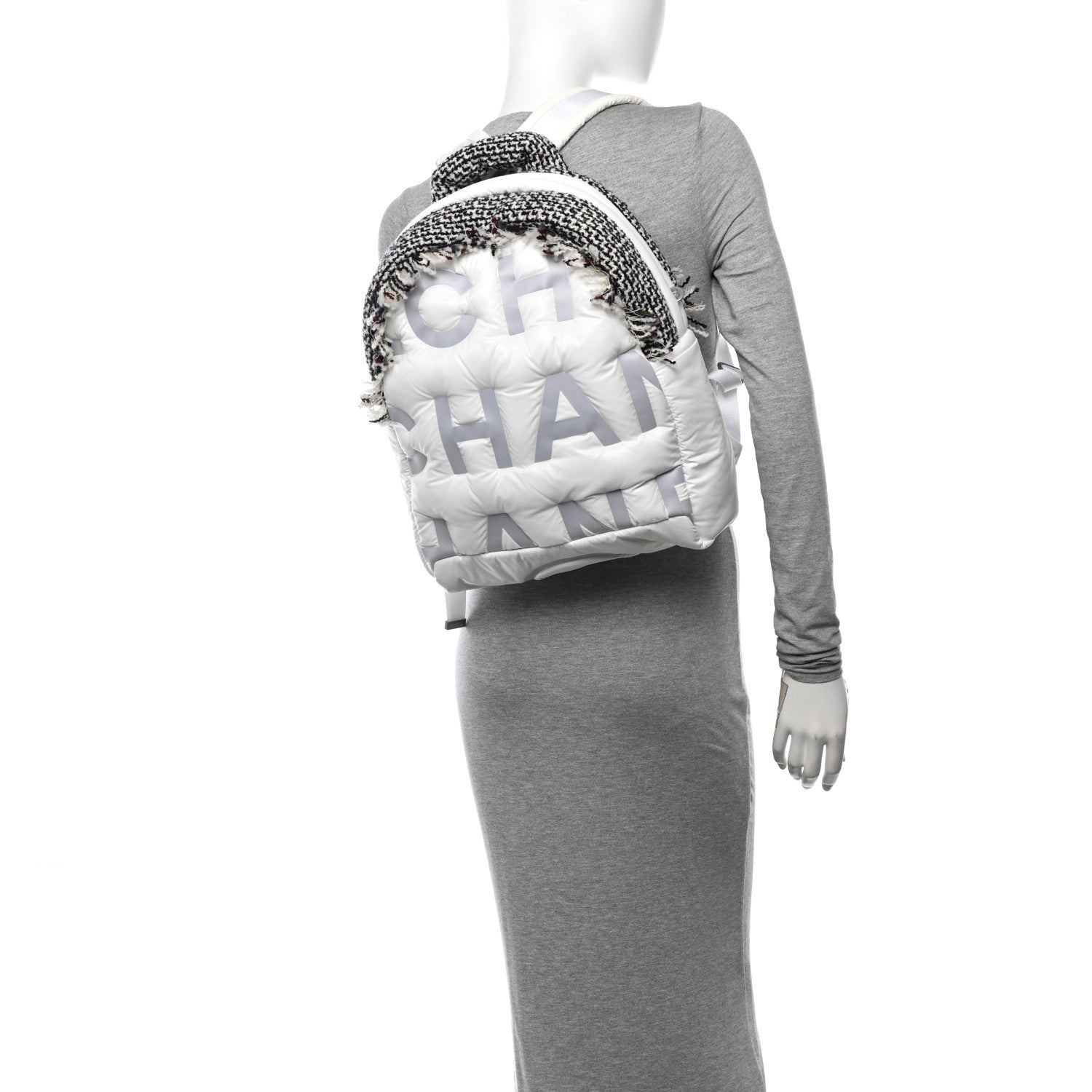 Chanel Nylon Tweed Coco Neige Small Doudoune Backpack Ivory 2 of 11
