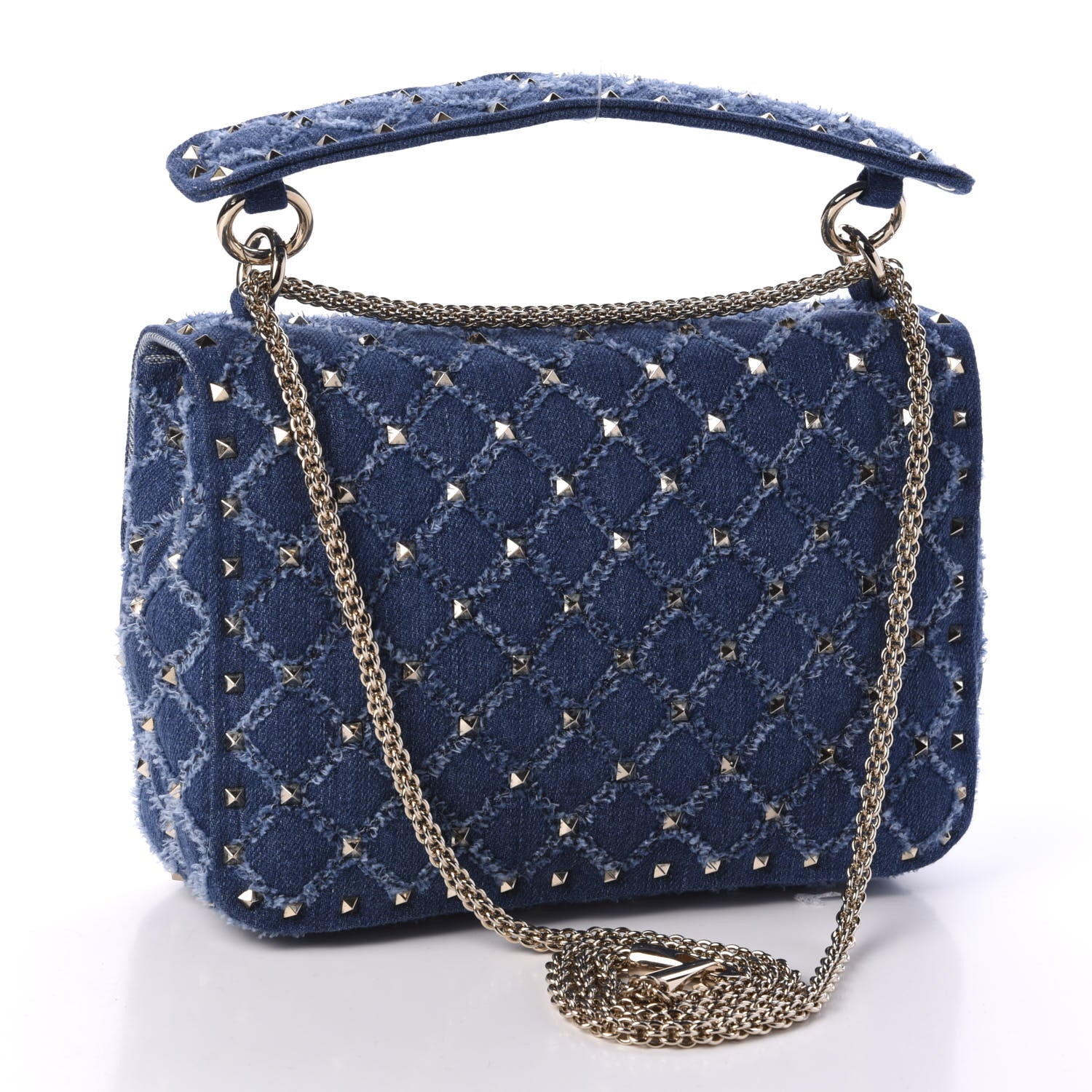 Valentino Garavani Denim Medium Rockstud Spike Shoulder Bag Denim 3 of 9