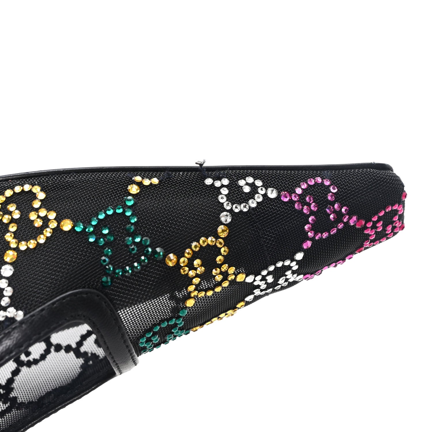 Gucci Tela Retino Nappa Charlotte Crystal GG Monogram Square G 75mm Slingback Pumps 39.5 Black 9 of 9