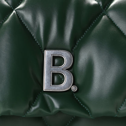 Balenciaga Nappa Calfskin Quilted Touch B Puffy Clutch Forest Green 9 of 9