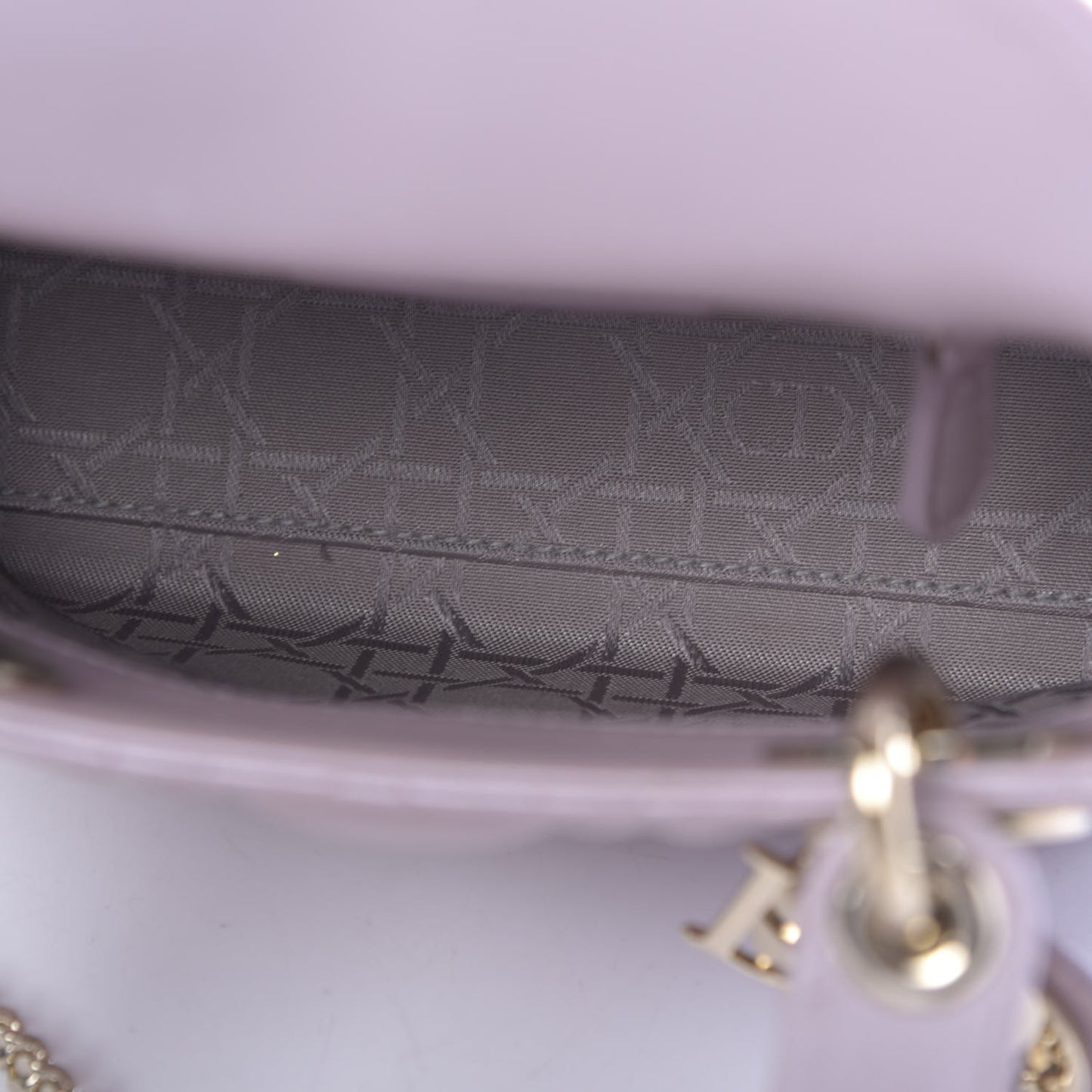 Metallic Lambskin Cannage Mini Lady Dior Lotus