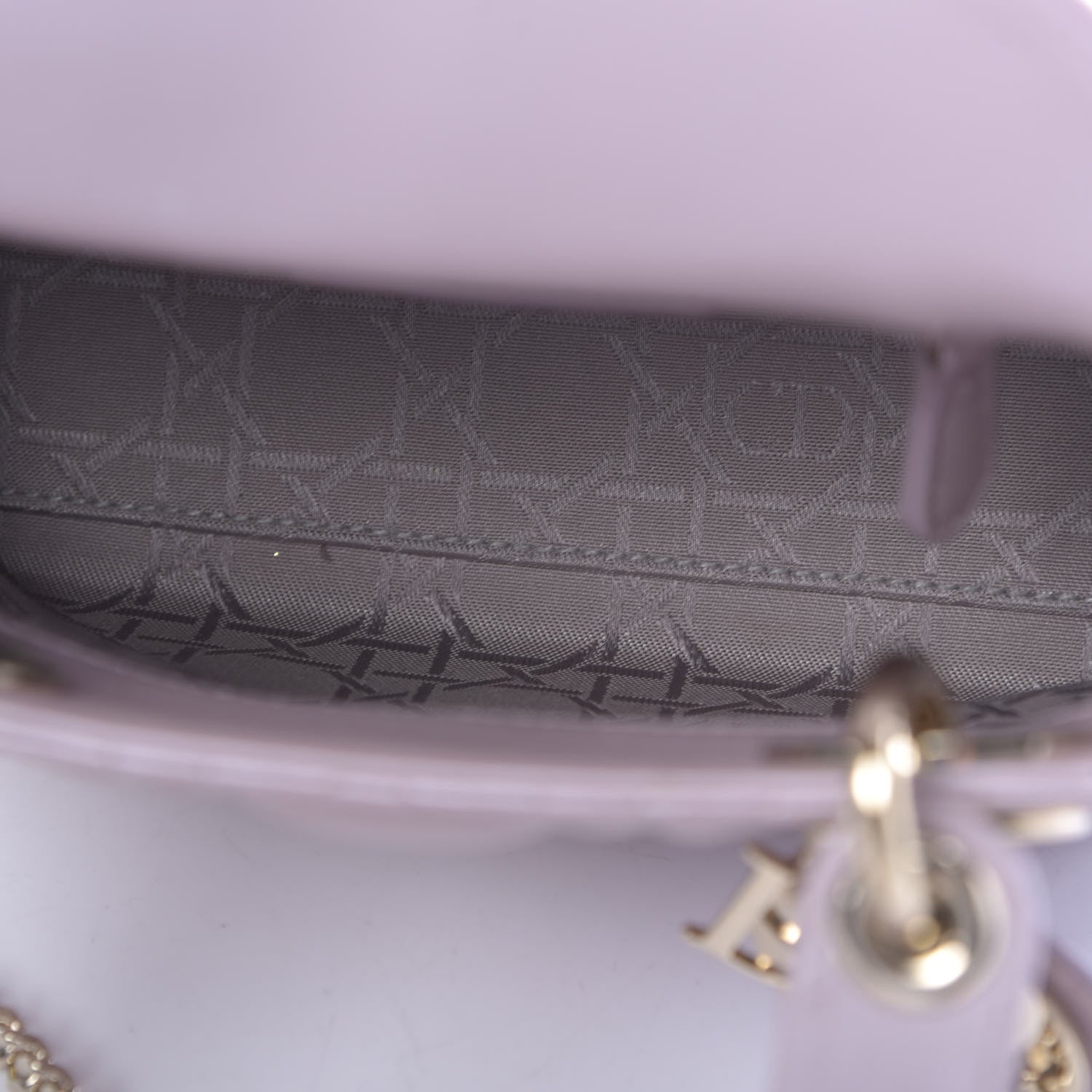 Christian Dior Metallic Lambskin Cannage Mini Lady Dior Lotus 5 of 12