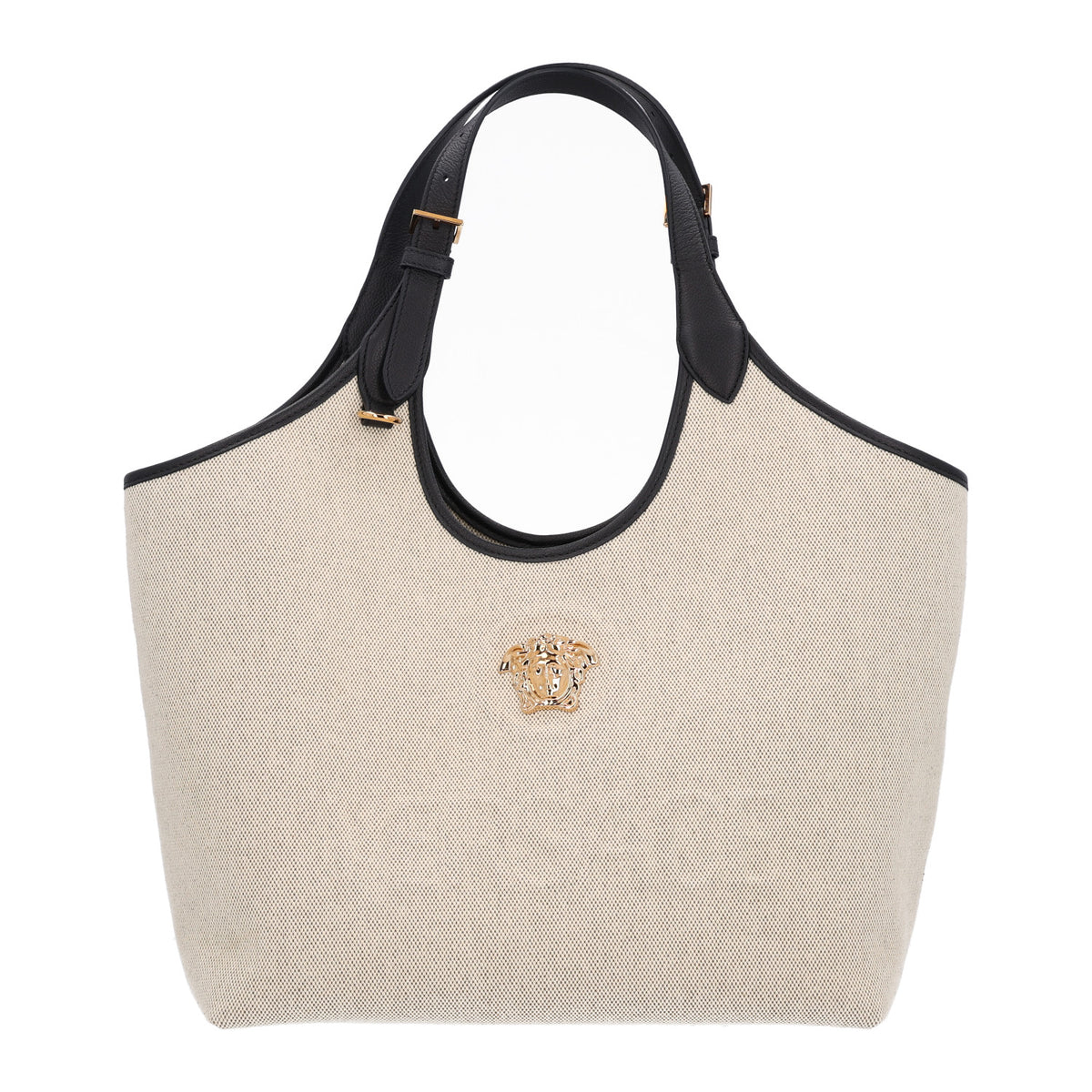 Canvas Calfskin La Medusa Tote Bag Beige