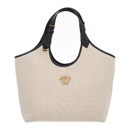 Versace Canvas Calfskin La Medusa Tote Bag Beige 1 of 9
