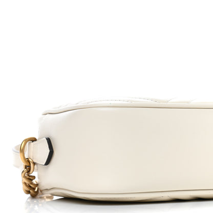 Gucci Calfskin Matelasse Small GG Marmont Chain Shoulder Bag White 9 of 10