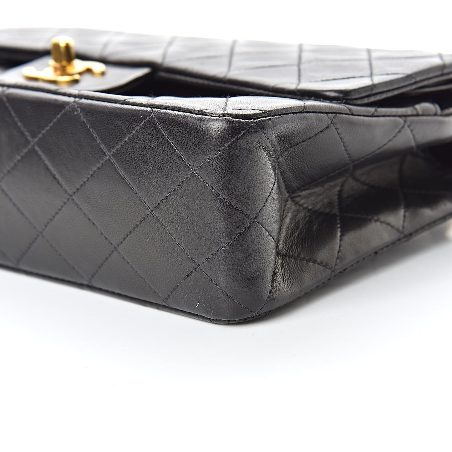 Lambskin Quilted Medium Double Flap Black