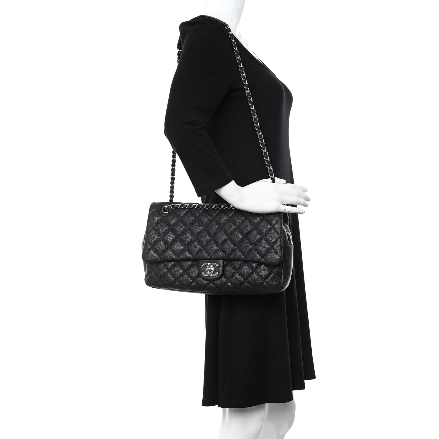 Caviar Quilted Jumbo Easy Flap Black