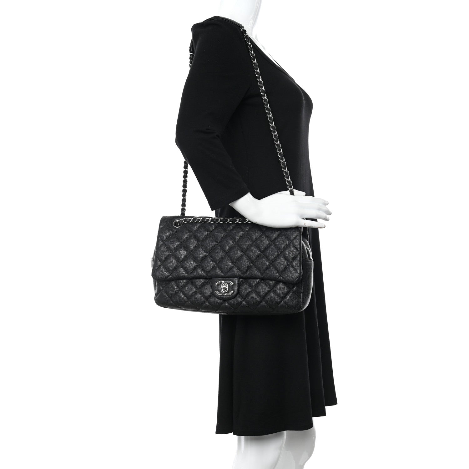 Chanel Caviar Quilted Jumbo Easy Flap Black 2 of 10