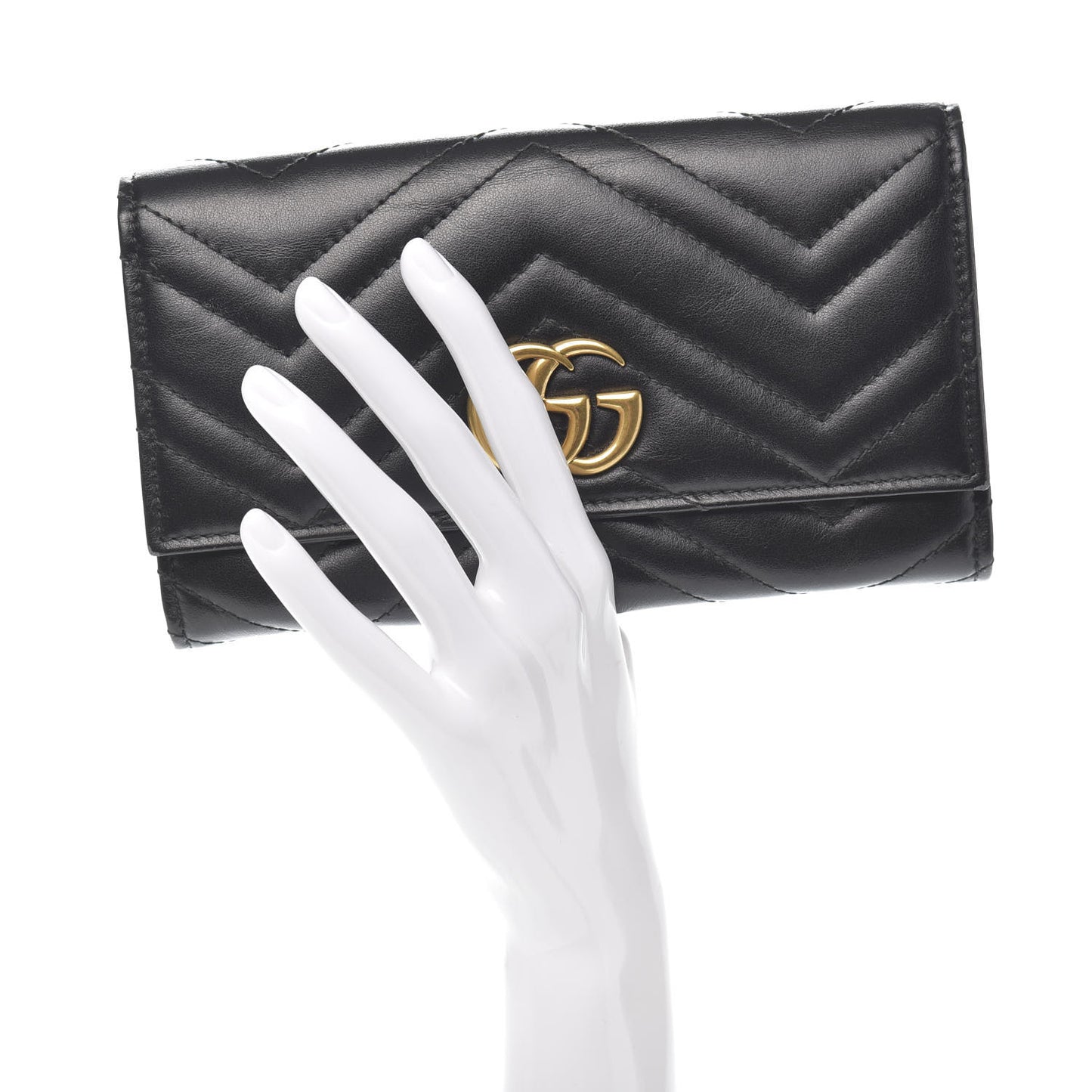 Calfskin Matelasse GG Marmont Continental Wallet Black