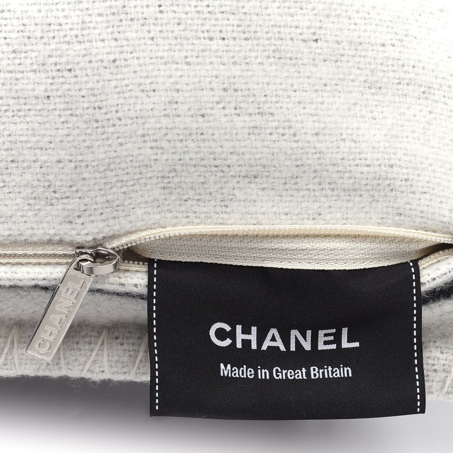 Chanel Merino Wool Cashmere CC Pillow Black White 3 of 3