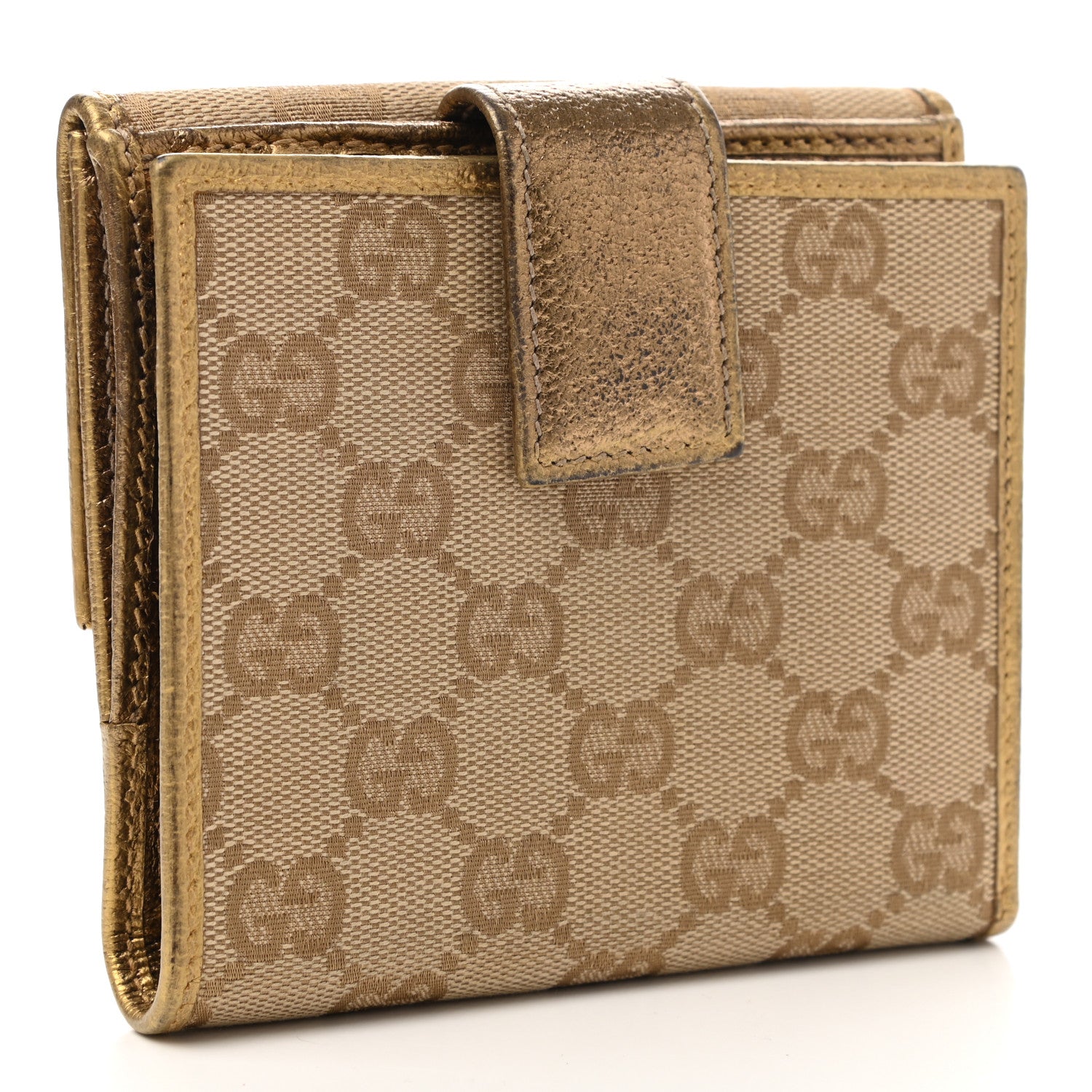 Gucci Monogram Princy Compact French Flap Wallet Gold 3 of 12