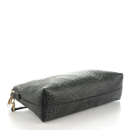 Burberry Signature Grain Calfskin Check Embossed Small Chichester Crossbody Clutch Bag Black 4 of 9
