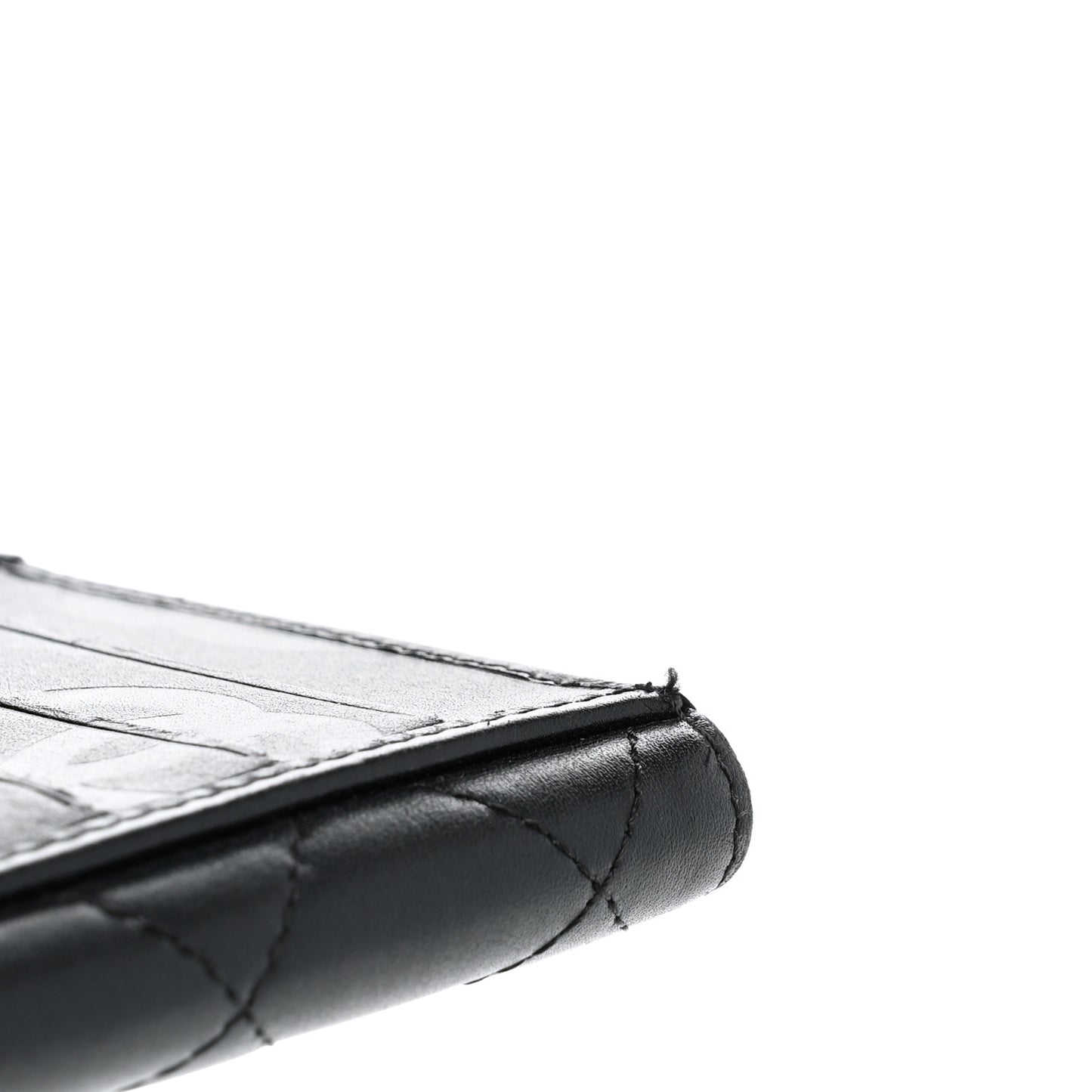 Calfskin Quilted Cambon Long Double Wallet Black