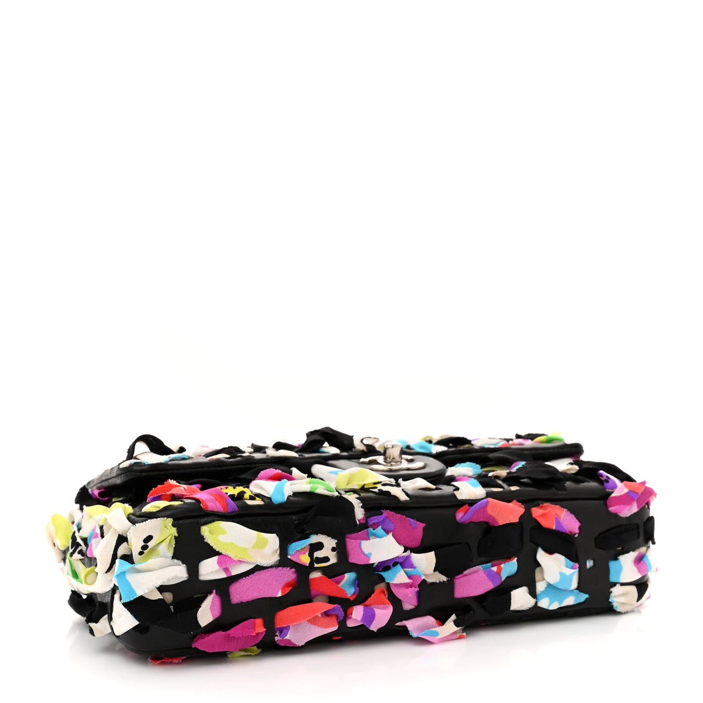 Silk Lambskin Ribbon Classic Flap Bag Turquoise Multicolor