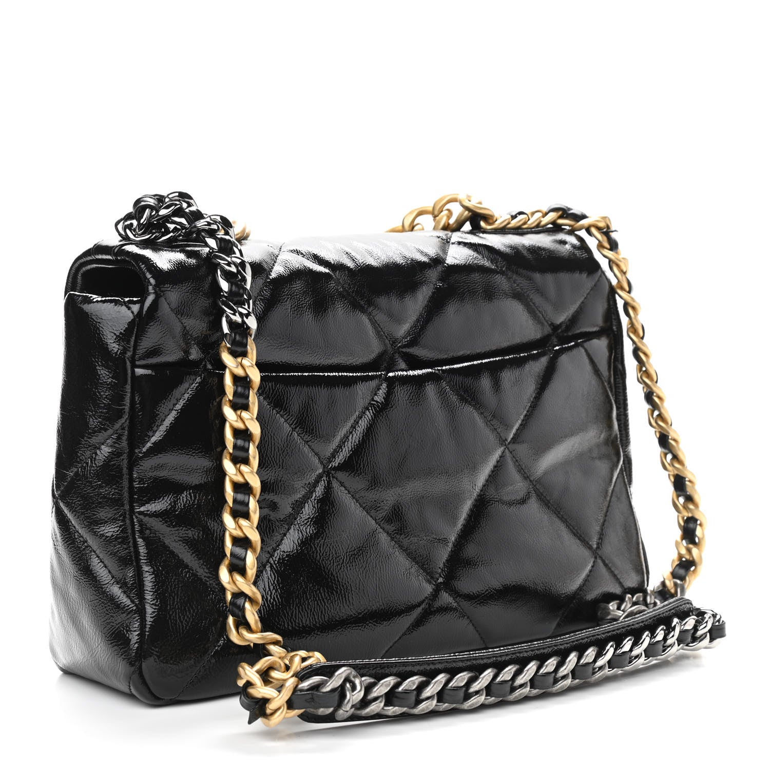 Chanel Shiny Crumpled Calfskin Quilted Large Chanel 19 Flap Black 5 of 19