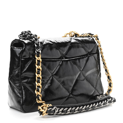 Chanel Shiny Crumpled Calfskin Quilted Large Chanel 19 Flap Black 5 of 19